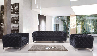 Divani Casa Delilah Modern Black Fabric Sofa Set VGCA1546-BLK