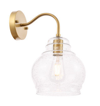 Pierce 1 Light Brass And Clear Seeded Glass Wall Sconce "LD6194BR"
