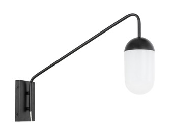 Kace 1 Light Black And Frosted White Glass Wall Sconce "LD6175BK"
