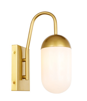 Kace 1 Light Brass And Frosted White Glass Wall Sconce "LD6173BR"
