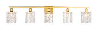 Phineas 5 Light Brass And Clear Crystals Wall Sconce "LD7014BR"