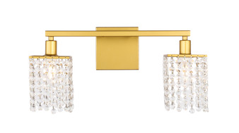 Phineas 2 Light Brass And Clear Crystals Wall Sconce "LD7008BR"