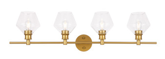 Gene 4 Light Brass And Clear Glass Wall Sconce "LD2320BR"