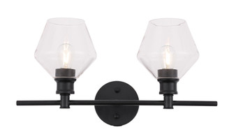 Gene 2 Light Black And Clear Glass Wall Sconce "LD2312BK"