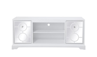 60 In. Mirrored Tv Stand In White "MF801WH"