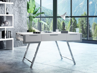 Modrest Dessart Modern White Gloss Desk VGBBMQ1305-WHT