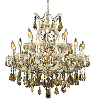 Maria Theresa 19 Light Chrome Chandelier Golden Teak (Smoky) Swarovskiâ® Elements Crystal "2801D30C-GT/SS"