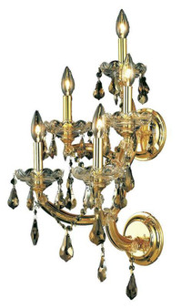 Maria Theresa 5 Light Gold Wall Sconce Golden Teak (Smoky) Swarovskiâ® Elements Crystal "2801W5G-GT/SS"