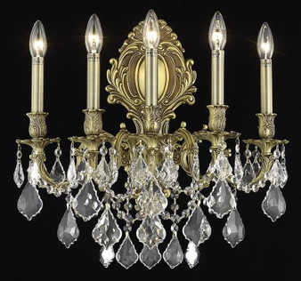 Monarch 5 Light French Gold Wall Sconce Clear Swarovskiâ® Elements Crystal "9605W21FG/SS"