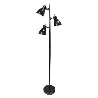 Metal 3-Light Tree Floor Lamp, Black Finish - "LF2007-BLK"