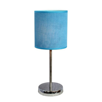 Chrome Mini Basic Table Lamp With Fabric Shade - "LT2007-BLU"