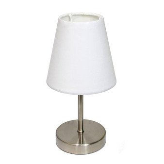 Sand Nickel Mini Basic Table Lamp With Fabric Shade - "LT2013-WHT"