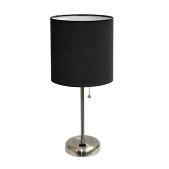 Stick Lamp With Charging Outlet And Fabric Shade - "LT2024-BLK"