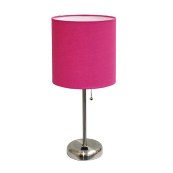 Stick Lamp With Charging Outlet And Fabric Shade - "LT2024-PNK"