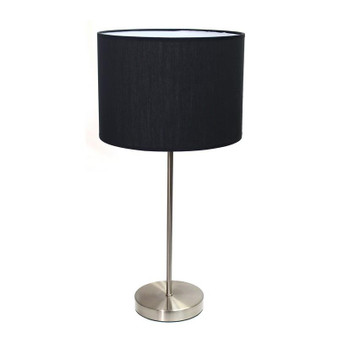 Brushed Nickel Stick Lamp With Fabric Shade, Black - "LT2040-BLK"