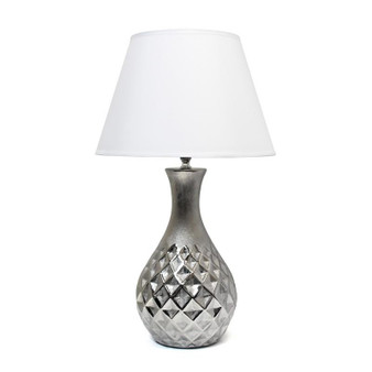 Juliet Ceramic Table Lamp W/Silver Base/White Shade - "LT2041-MSV"