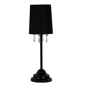 Table Lamp With Fabric Shade And Hanging Acrylic Beads - "LT3018-BLK"