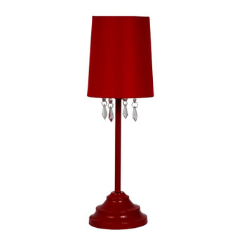 Table Lamp With Fabric Shade And Hanging Acrylic Beads - "LT3018-RED"