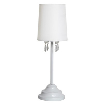 Table Lamp With Fabric Shade And Hanging Acrylic Beads - "LT3018-WHT"
