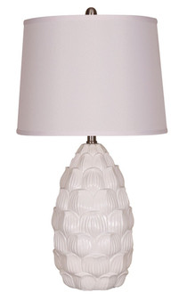 Resin Table Lamp With Fabric Shade, White - "LT3215-WHT"
