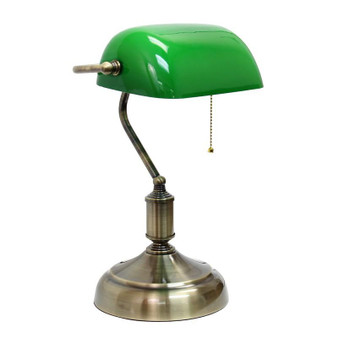 Executive Banker'S Desk Lamp With Glass Shade, Green - "LT3216-GRN"