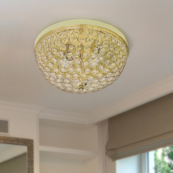 Elegant Designs 2 Light Elipse Crystal Flush Mount Ceiling Light, Gold "FM1000-GLD"