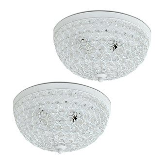 Elegant Designs 2 Light Elipse Crystal Flush Mount Ceiling Light 2 Pack, White "FM1000-WHT-2PK"