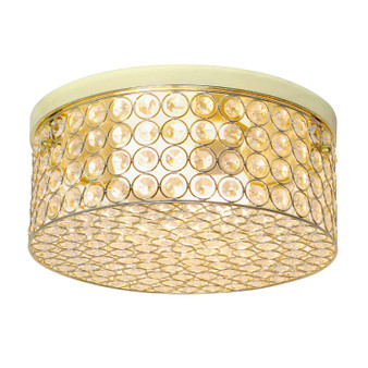 Elegant Designs 12 Inch Elipse Crystal 2 Light Round Ceiling Flush Mount, Gold "FM1003-GLD"