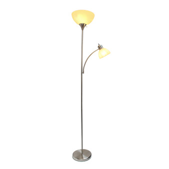 Simple Designs Floor Lamp With Reading Light, Brushed Nickel "LF2000-BSN"