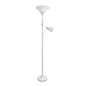 Elegant Designs 2 Light Mother Daughter Floor Lamp With White Marble Glass, White "LF2003-WHT"