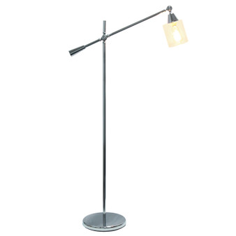Lalia Home Swing Arm Floor Lamp With Clear Glass Cylindrical Shade, Chrome "LHF-5021-CH"