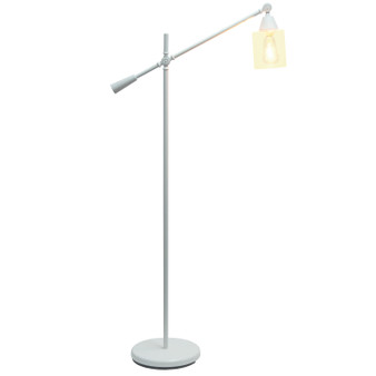Lalia Home Swing Arm Floor Lamp With Clear Glass Cylindrical Shade, White "LHF-5021-WH"
