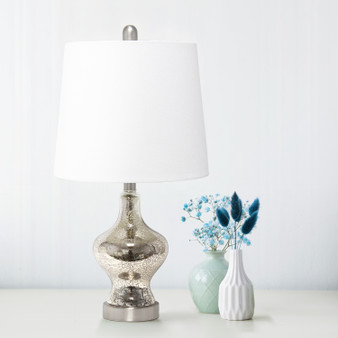Lalia Home Paseo Table Lamp With White Fabric Shade, Mercury "LHT-5003-MR"