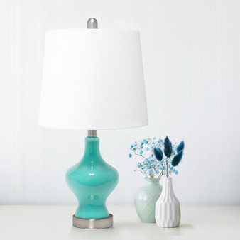 Lalia Home Paseo Table Lamp With White Fabric Shade, Teal "LHT-5003-TL"