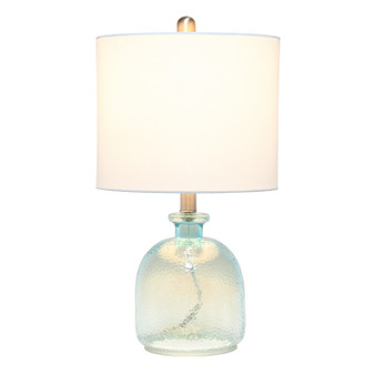 Lalia Home Clear Blue Hammered Glass Jar Table Lamp With White Linen Shade "LHT-5014-CB"