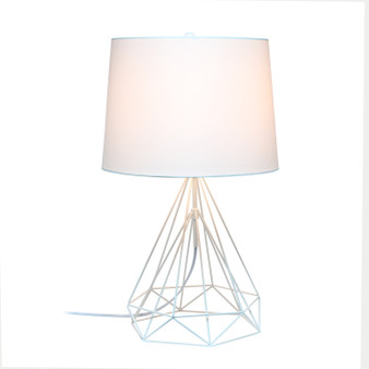 Lalia Home Geometric White Matte Wired Table Lamp With Fabric Shade "LHT-5024-WH"