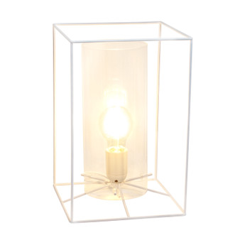 Lalia Home White Framed Table Lamp With Clear Cylinder Glass Shade, Large "LHT-5060-WH"