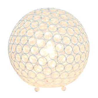 Elegant Designs Elipse 10 Inch Crystal Ball Sequin Table Lamp, White "LT1067-WHT"