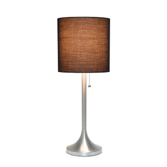 Simple Designs Brushed Nickel Tapered Table Lamp With Black Fabric Drum Shade "LT1076-BNB"
