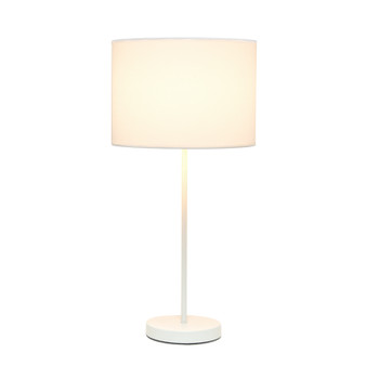 Simple Designs White Stick Lamp With Fabric Shade, White "LT2040-WOW"