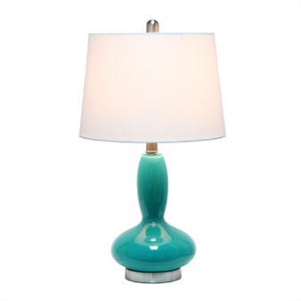 Lalia Home Glass Dollop Table Lamp With White Fabric Shade, Teal "LHT-5001-TL"