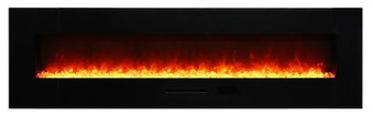 72" Flush Mount Fireplace With Black Glass Surround And Log Set "WM-FM-72-8123-BG"