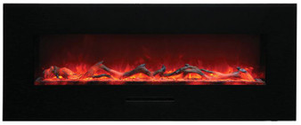 48" Flush Mount Fireplace With Black Glass Surround And Log Set "WM-FM-48-5823-BG"