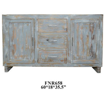 Bengal Manor Mango Wood 2 Door 3 Drawer Sideboard Heavily Distressed Grey Finish "CVFNR658"