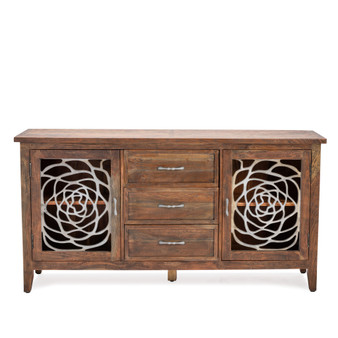 Bengal Manor Acacia Wood And Aluminum 2 Door 3 Drawer Sideboard "CVFNR627"