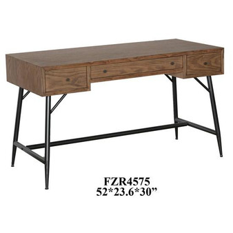 Nolan 3 Drawer Metal And Burnished Oak Desk "CVFZR4575"