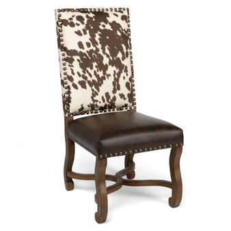 Mesquite Ranch Leather And Faux Cowhide Side Chair "CVFZR3719"