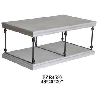 Hanover Metal And White Wood Rectangle Cocktail Table "CVFZR4550"