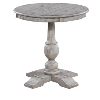 Pembroke Plantation Recycled Pine White Wash Round Accent Table "CVFVR8039"