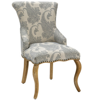 Danielle Paisley Upholstered Accent Chair With Distressed Wood Legs "CVFZR4520"